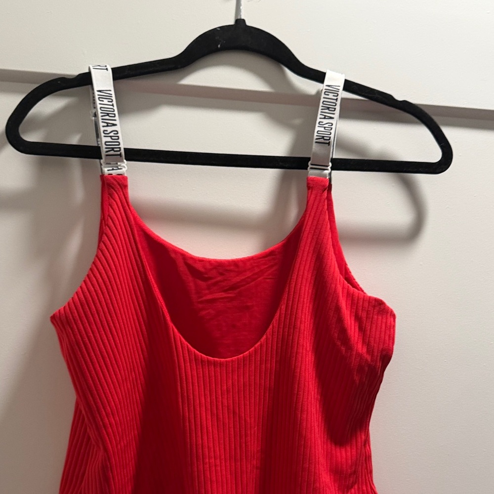 Victoria Sport Red Ribbed One Piece Swimsuit